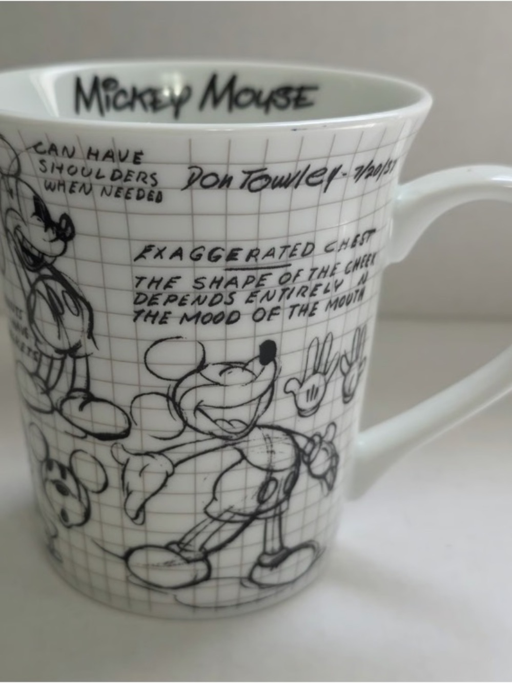 Disney Sketch-Style White Ceramic Mickey Mouse Mug